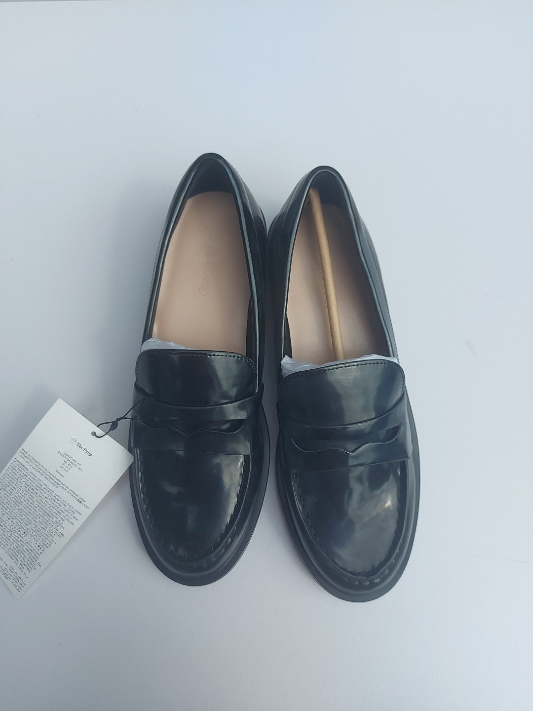 Damen Lack Halbschuhe Plateau  Slipper Chunky Loafer Slip On, Gr. 39,5