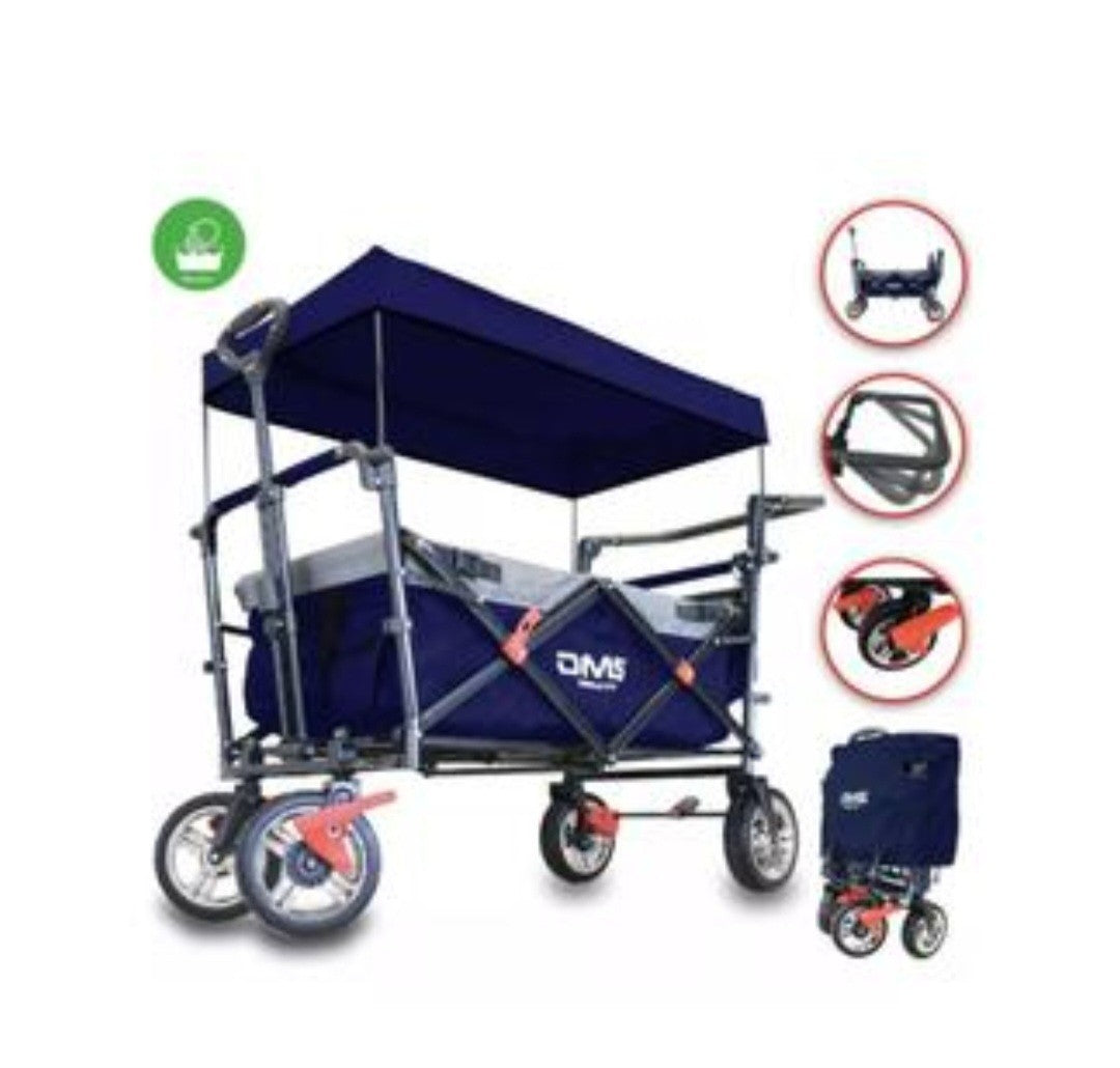 Bollerwagen Faltbar Dach Handwagen Klappbar Strandwagen Gerätewagen Blau DMS®