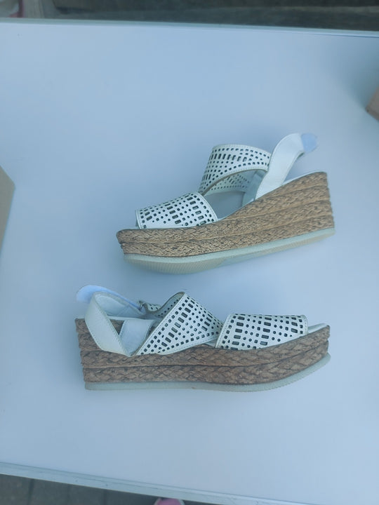 Andrea Conti Sandalen Plateau Leder Weiß, Gr. 39
