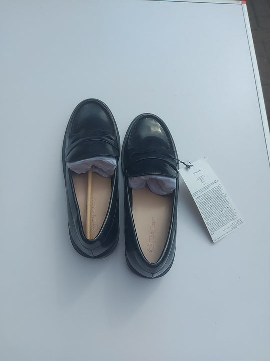 Damen Lack Halbschuhe Plateau  Slipper Chunky Loafer Slip On, Gr. 39,5